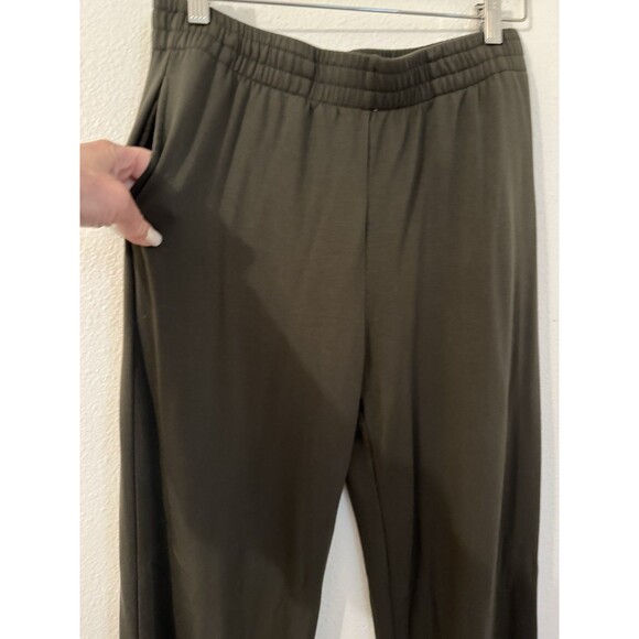 Max & Mia Women's Cozy Knit Lounge Set 2-Piece Olive Green Hooded EUC Wide Leg - Picture 2 of 9